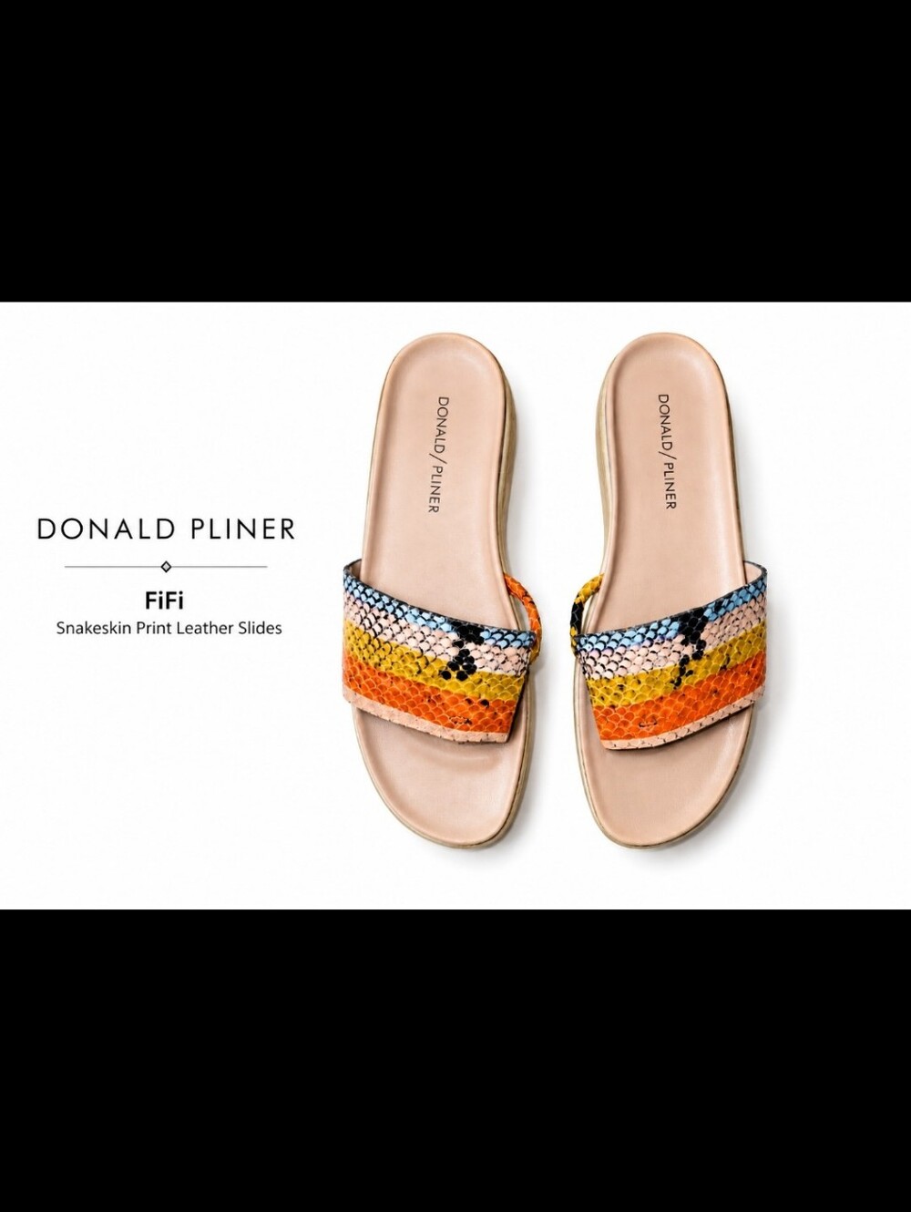 Donald Pliner FiFi Slides 6M Multicolor Snakeskin Leather Platform Sandals
